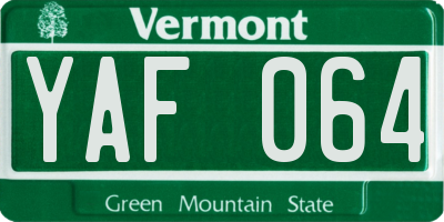 VT license plate YAF064