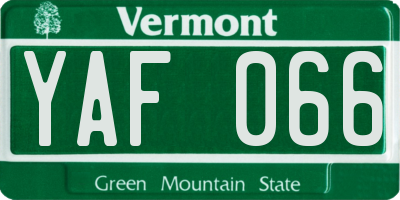 VT license plate YAF066