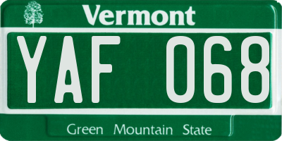 VT license plate YAF068