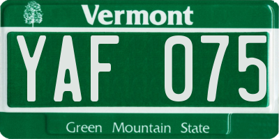 VT license plate YAF075