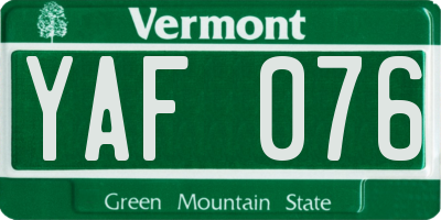 VT license plate YAF076