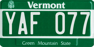VT license plate YAF077