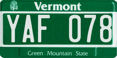 VT license plate YAF078