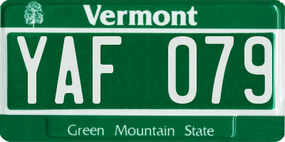VT license plate YAF079