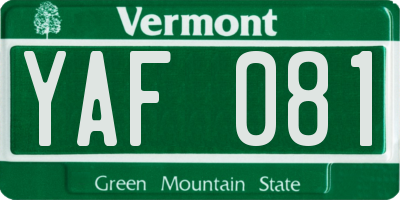 VT license plate YAF081
