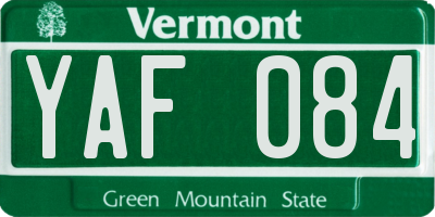 VT license plate YAF084