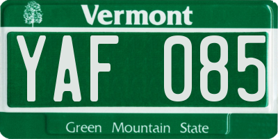 VT license plate YAF085