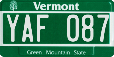 VT license plate YAF087