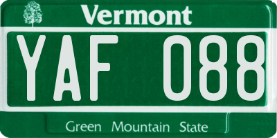 VT license plate YAF088