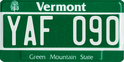 VT license plate YAF090