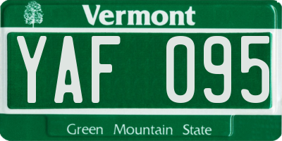 VT license plate YAF095