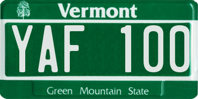 VT license plate YAF100