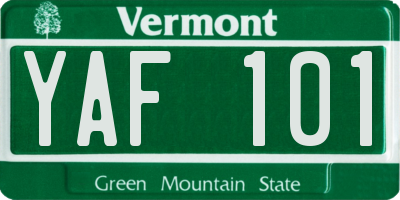 VT license plate YAF101
