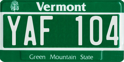 VT license plate YAF104
