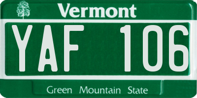 VT license plate YAF106