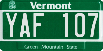 VT license plate YAF107