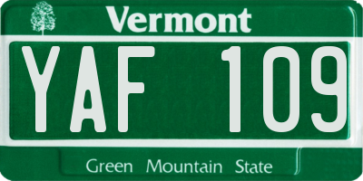 VT license plate YAF109