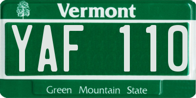 VT license plate YAF110