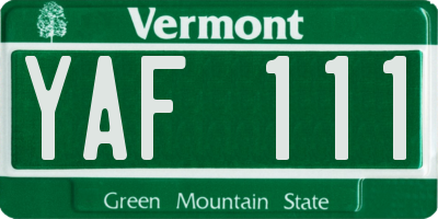 VT license plate YAF111