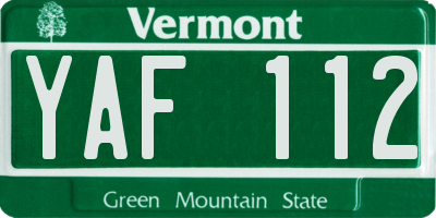 VT license plate YAF112