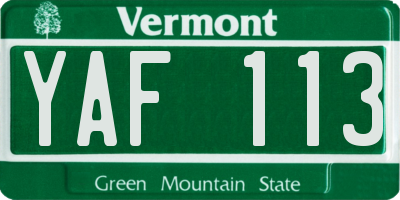 VT license plate YAF113