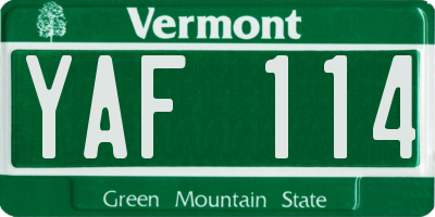 VT license plate YAF114