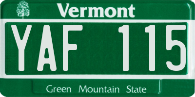 VT license plate YAF115