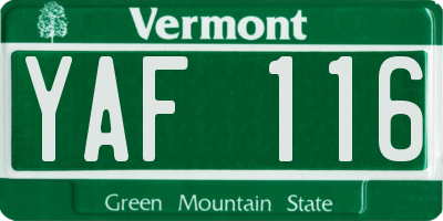 VT license plate YAF116