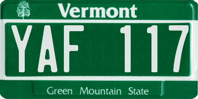 VT license plate YAF117