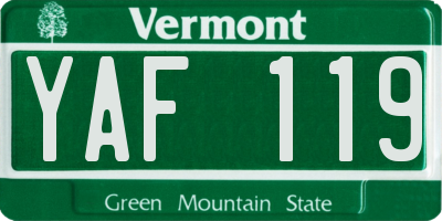 VT license plate YAF119