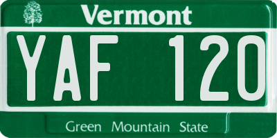 VT license plate YAF120