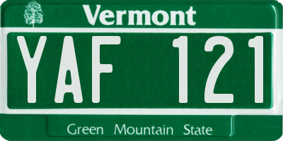 VT license plate YAF121