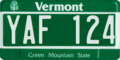 VT license plate YAF124