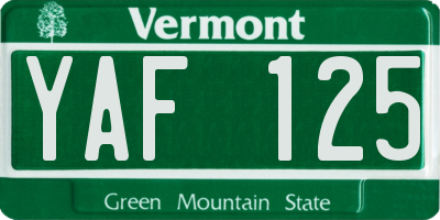 VT license plate YAF125