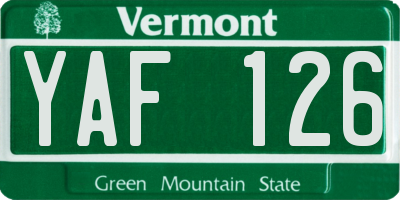 VT license plate YAF126