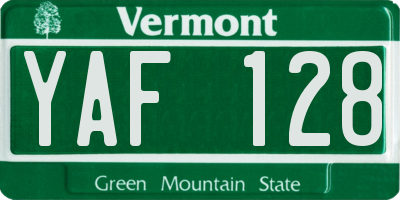 VT license plate YAF128