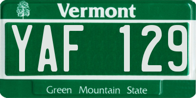 VT license plate YAF129