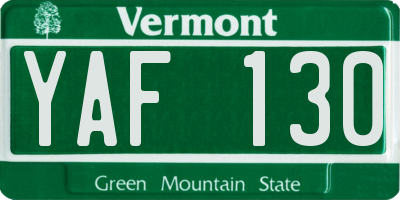 VT license plate YAF130