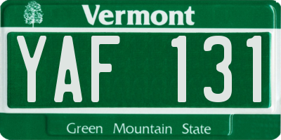 VT license plate YAF131