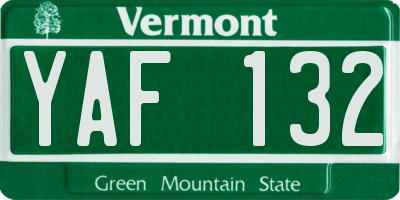 VT license plate YAF132