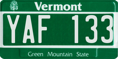 VT license plate YAF133
