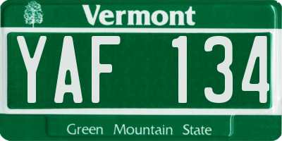 VT license plate YAF134