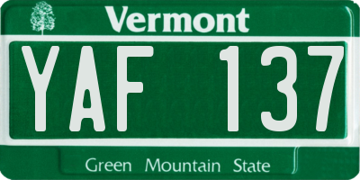 VT license plate YAF137