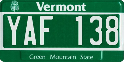 VT license plate YAF138