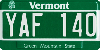 VT license plate YAF140