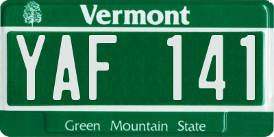 VT license plate YAF141