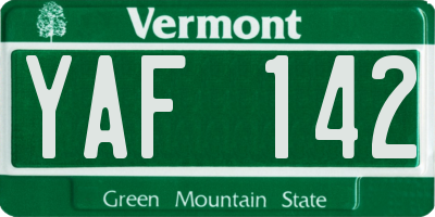VT license plate YAF142