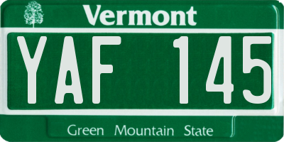 VT license plate YAF145
