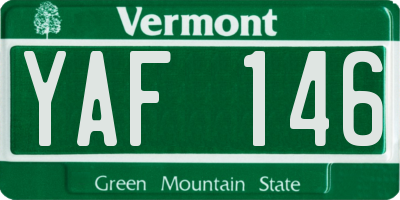 VT license plate YAF146