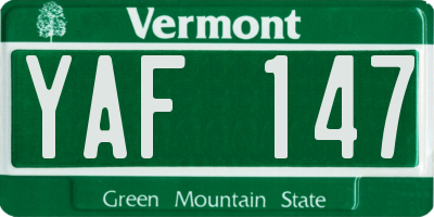 VT license plate YAF147